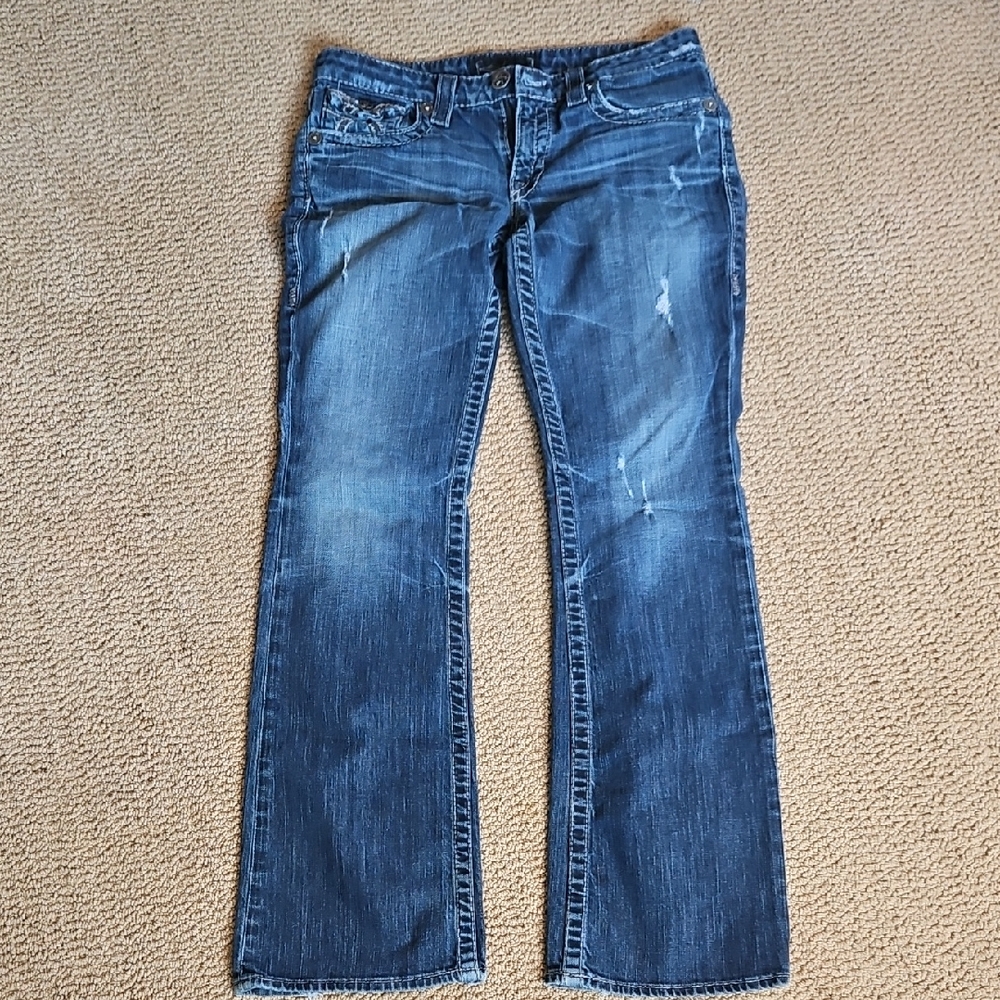 Big Star Women's Blue Flare Jeans with Light Distressing